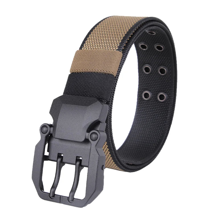 Cool Design Reversible Double-Pin Buckles With Eyelets Fabric Sports Outdoor Belt