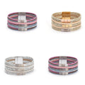 Women's Multi-layered Bohemian Leather Bracelet with Magnet Buckle Wide Bracelet New Design