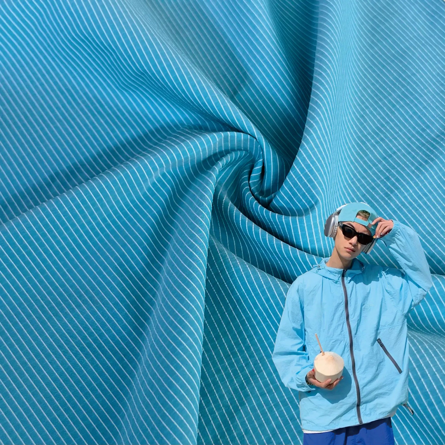 New Trends Polyester Nylon UV Protective UPF 50 Stripe Fabric for Sunscreen Sun Protective Clothing