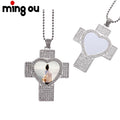 Rhinestone Necklace Heart Cross Shape Pendant Necklace Women Sublimation Blank Necklace