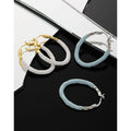 HEH1773 S925 Sterling Silver 18K Gold Over Resin Texture Oval Enamel Hoop Earrings Fine  Hoop Earrings