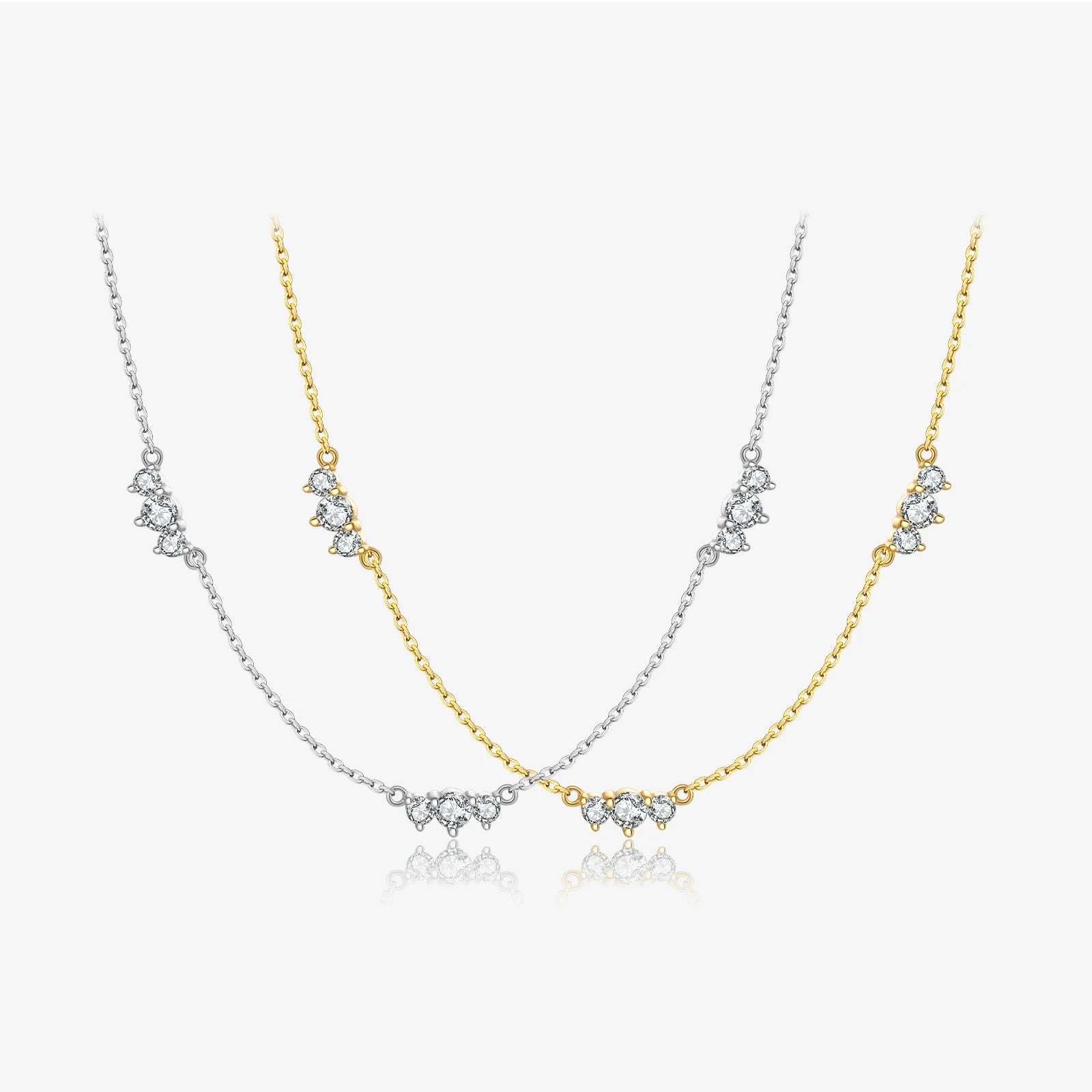 FUAMAY Fashion Jewelry Sterling Silver 925 Jewellery Necklaces Trio White Cubic Zirconia Necklace