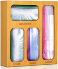 Bamboo Flexible Eco-Friendly Ziplock Bag Kitchen Drawer Storage Organizer for Food Quart Sandwich Snack Variety Sizes
