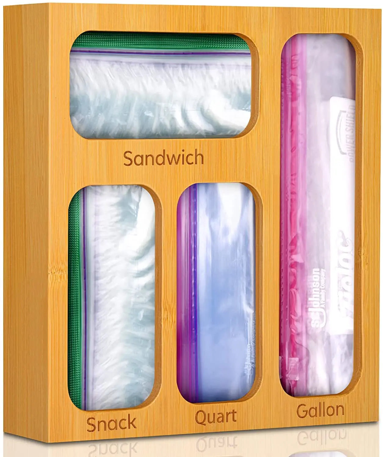 Bamboo Flexible Eco-Friendly Ziplock Bag Kitchen Drawer Storage Organizer for Food Quart Sandwich Snack Variety Sizes