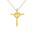 Luxury 925 Sterling Silver Cross Heart Necklace - 14K Gold Plated Cable Link Chain for Women Spiritual Healing Jewelry Gift