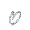 Fashion Hip-hop Cool Style S925 Sterling Silver Rhodium-plated Snake-shaped Open Adjustable Ring