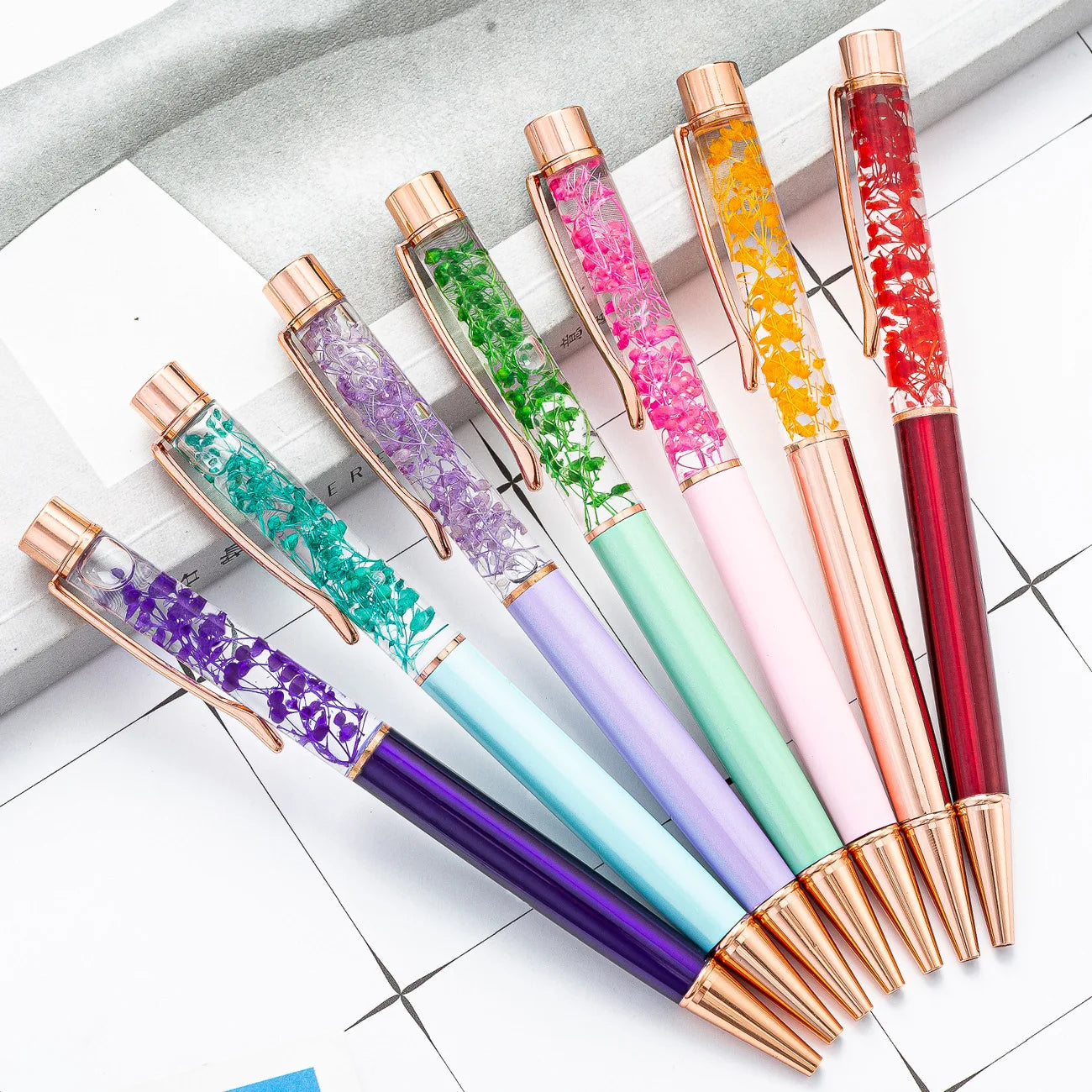 Customizable Logo Sports Ballpoint Pen Creative DIY Oil-Infused Dried Flower Empty Metal Tube 1.0mm Wholesale Stock for