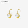 VIANRLA 925 Sterling Silver Earring Zircon Jewelry 10*19.5mm Ear Hook Earrings Fashion Women's Jewelry Laser Custom Logo