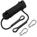 10m Black Durable 10mm Nylon Polyester Emergency Rescue Climbing Rope Waterproof Outdoor Safety Camping Hiking Boating Carabiner