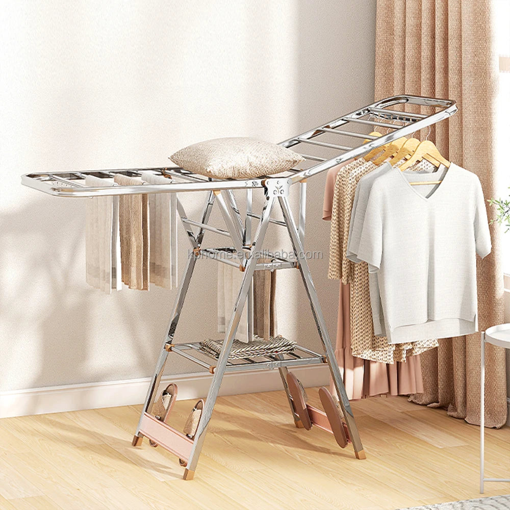 Adjustable Stainless Steel Folding Butterfly Shape Clothes Drying Rack Outdoor Foldable Cloth Stand Clothes Airer Dryer for Bags
