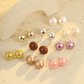 Cute Multi Color Ball Stud Earrings Fashion Stainless Steel Gold Plated Stud Earrings Jewelry for Girls