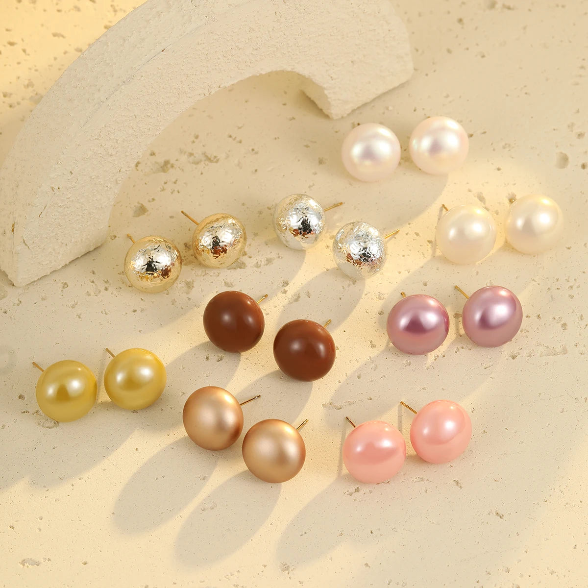 Cute Multi Color Ball Stud Earrings Fashion Stainless Steel Gold Plated Stud Earrings Jewelry for Girls