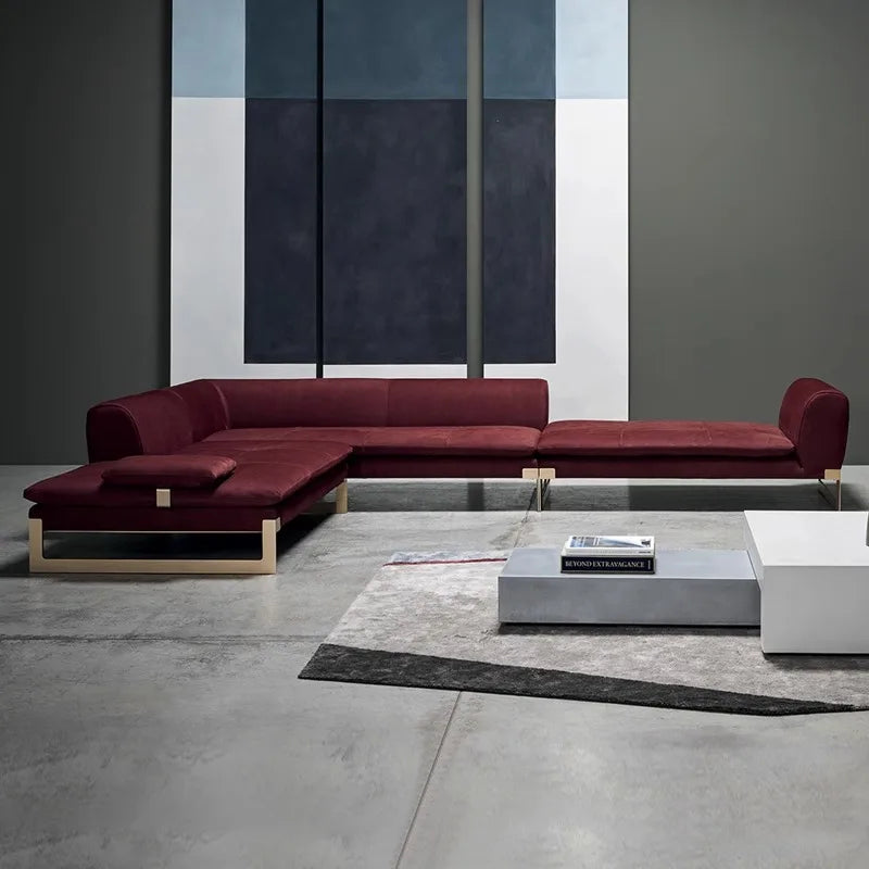 Modern Modular Nubuck Fabric Luxury Living Room Sofa Set Factory Supplied Quality Comfortable Synthetic Leather L-Shape