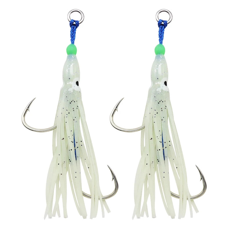 Heavy Jig Soft Fishing Lure Artificial Bait ABS Triple Assist Hook for Squid Octopus Fishing Saltwater Trolling Lure