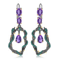 Abiding  Natural Amethyst Gemstone Earrings 925 Sterling Silver  Branch Snake Drop Earrings for Women