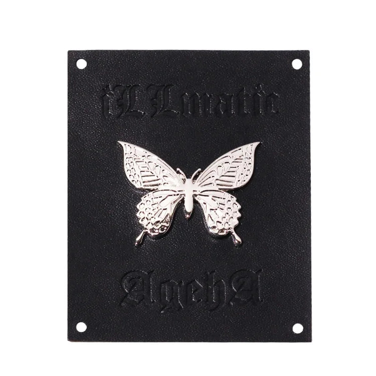 Custom Leather Patch Manufacturers Rectangle Shape Clothing Pu Label Sewing Leather Tags with butterfly logo