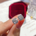 CAOSHI Silver Color Small Stud Earrings for Women Geometric Square Shape Daily Wear Fashion Versatile Girl Earrings Jewelry