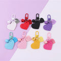 Simple 8 Mixed Color Red Bag Key Ring Accessories Heart Shaped Leather Car Key Chain With Bell