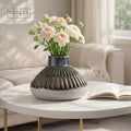 Merlin Living Vintage Glaze Metallic Glaze Smooth Blue Round Shape Cylinder Bottle Mouth Ceramic Decorative Items Wtih Vases MegaBDM