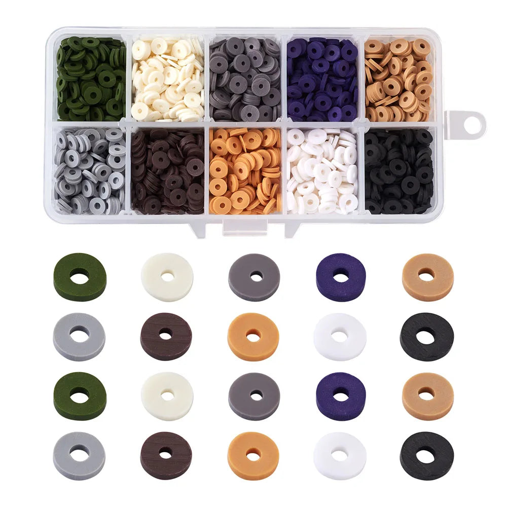 2200~2400pcs/Box Handmade Polymer Clay Flat Round Beads 6mm Heishi Beads for DIY Bracelet Necklace Jewelry Crafts Decor Supplies