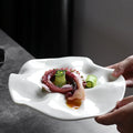 Unique Restaurant Irregular Dishes Under Glazed Porcelain White Dinnerware Dessert Serving Plates for Hotel