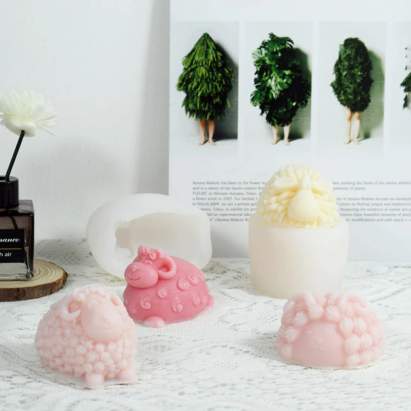 Home Decoration DIY 3D Cute Sheep Mould Candle Mold Funny Sheep Silicone Candle Mold