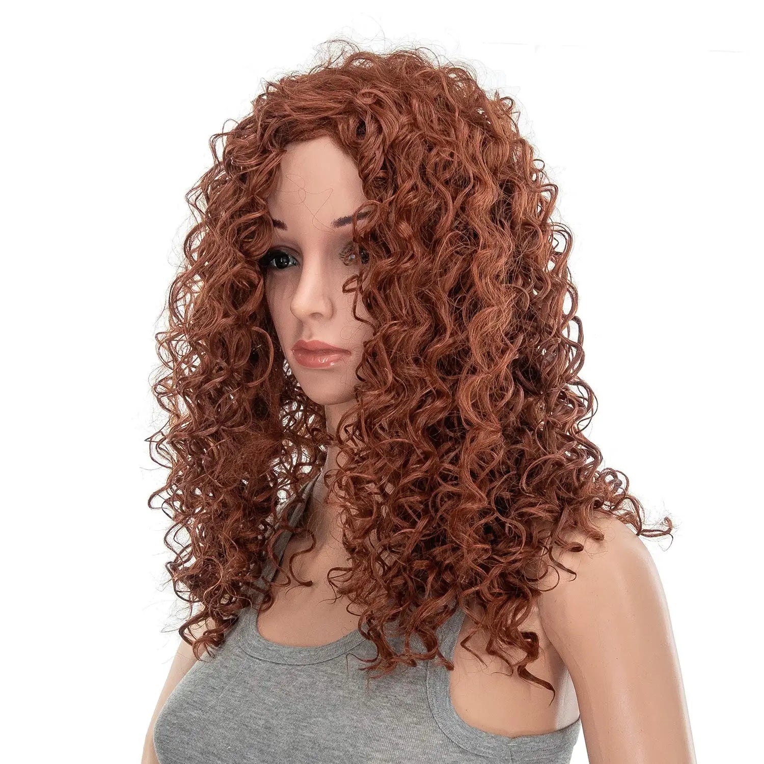 FUJIA Short Small Retro Bouffant Curly Wigs Women French Lace Synthetic Heat Resistant Fiber Hair Pieces Cap (Dark Copper Red)