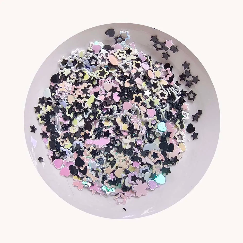 Mix Design Star Heart Moon Flower Glitter Shapes Confetti Sequins Slime Charms Nail Art Decor