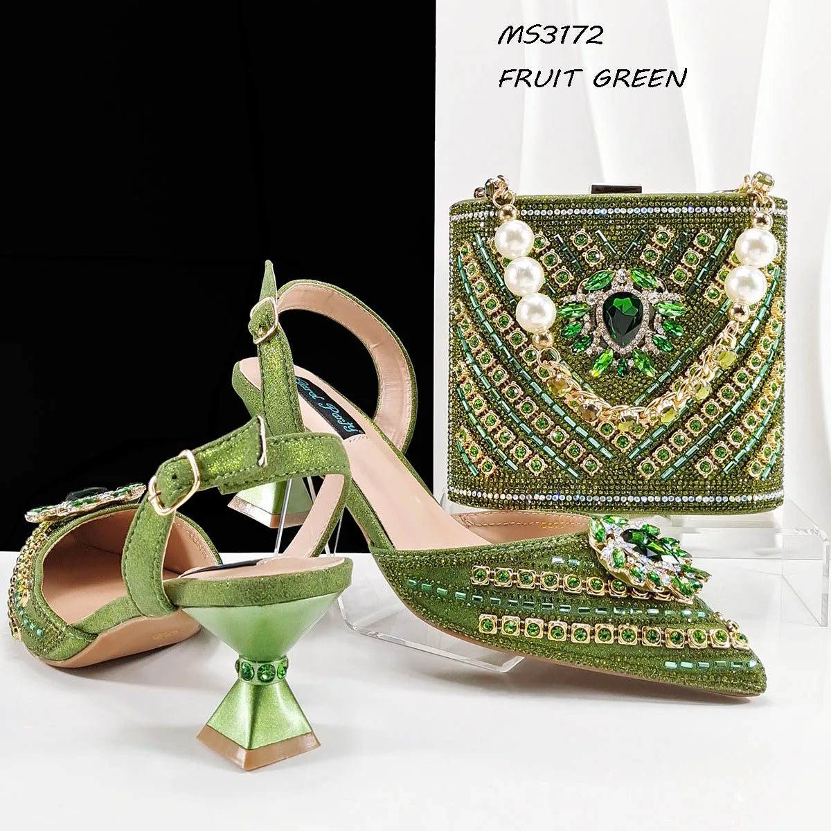 New Fashion Women Ladies Italian Matching High Heels Pumps Shoes and Bag for African Party