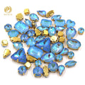 HFOUR Light Blue AB Mocha 3D Glass 9 Facets Flatback Mixed Shape Non Hot Fix Sew-on Loose Rhinestones Garments Sample Available