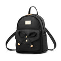 Small Teenage Girls Women Waterproof Anti-Theft Pu Leather Zipper Backpack with Bowknot Pattern for Student School Use