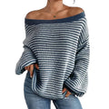 Fashion Stripe off Shoulder Sweaters for Women Pullover Knitted Sweater Outside Wear Sweater Blouse