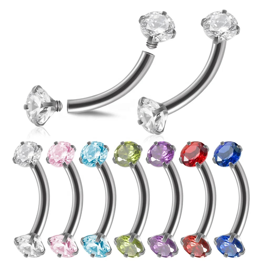Stainless Steel Eyebrow Piercing Curved Barbell Daith Stud Earring Helix Rook Cartilage Tragus Jewelry Labret Ring Eyebrow Studs