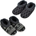 Men's Cozy Indoor Grip Fluffy Sherpa Lined Winter Cable Knit Warm Crew Style Non-Skid Soles Breathable Eco-Friendly Body Logo