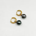 9-10 mm Natural Tahitian Round Pearl 316L Stainless Steel Polished PVD 18K Gold Plating Waterproof Hoop Design for Parties