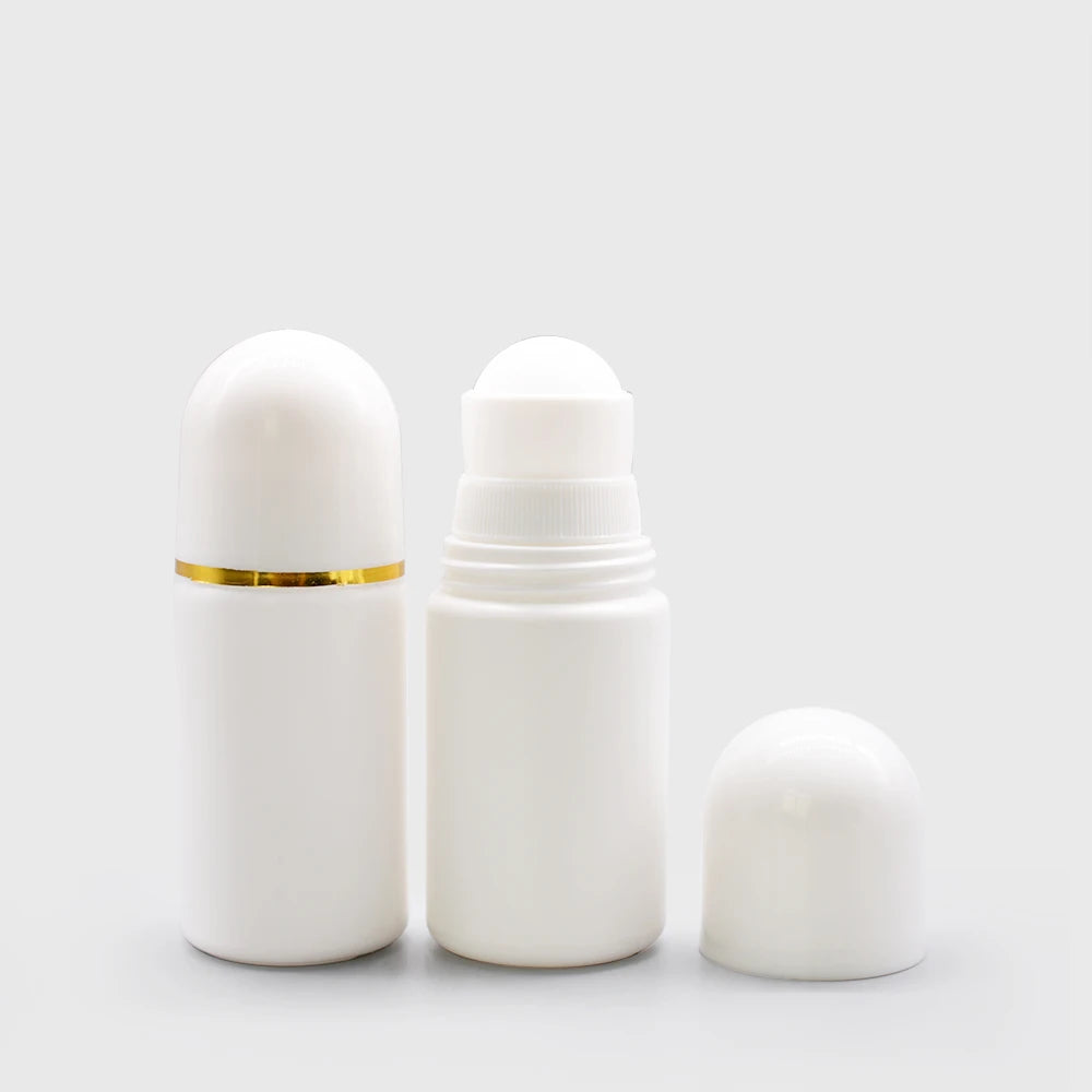 Hot Sale 2oz Roller Ball Deodorant Perfume Plastic Bottle Refillable Essential Oil Sponge Roll on Applicator Bottle