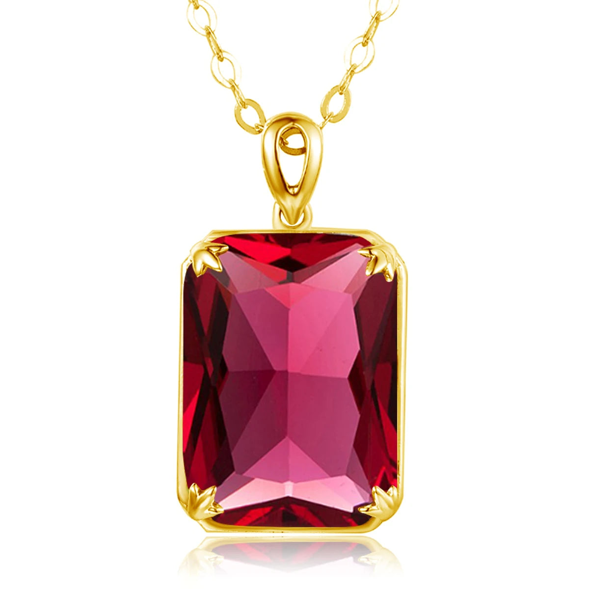 Fashion Ruby Women Engagement Party Mother's Day Gift Jewelry Chain Pendant Necklace 925 Silver