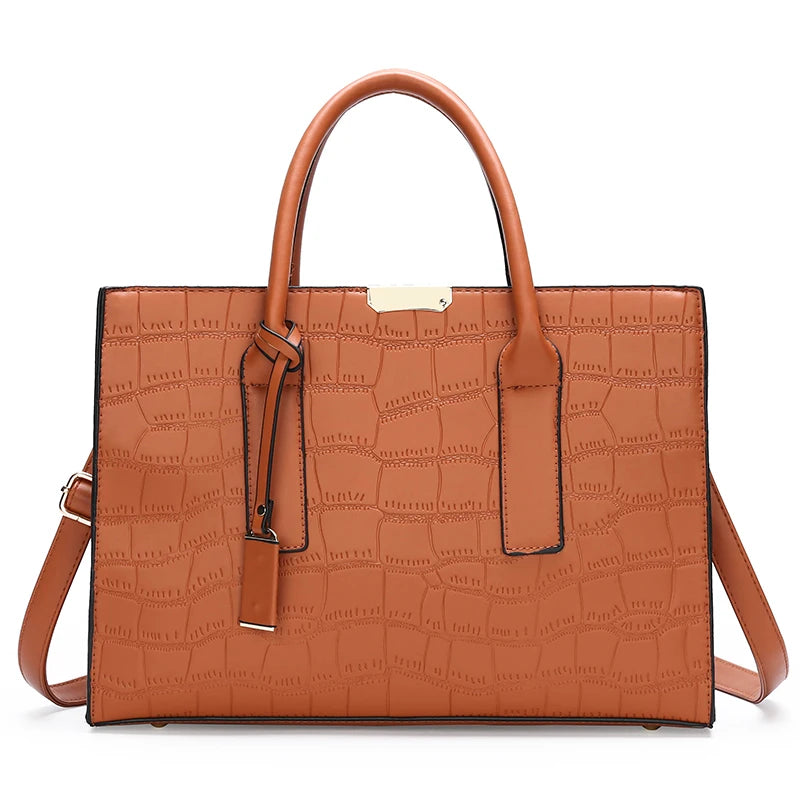 Trendy Large Women Crossbody Exquisite Handbag Emboss Pu Leather Crocodile Design Lady Office Tote Bag