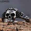Boho Jewelry Rose and Skull Engagement Ring Retro Stainless Steel Ladies Skull Biker Jewelry Size 5-14