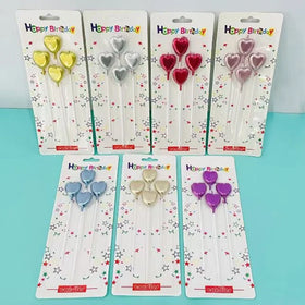 Wholesale Paraffin Wax Heart Balloon Shaped Birthday Cake Candle Set for New Year Christmas Weddings Holidays Parties