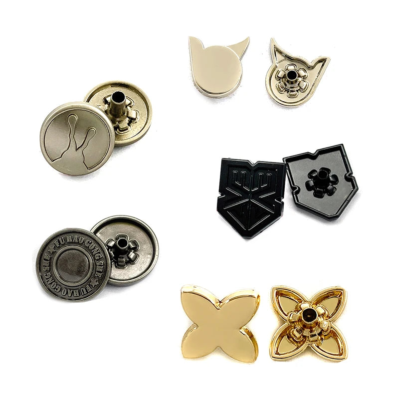 Factory Wholesale Custom Logo Engraved Gold Jeans Button / Snap Button for Jeans Jacket