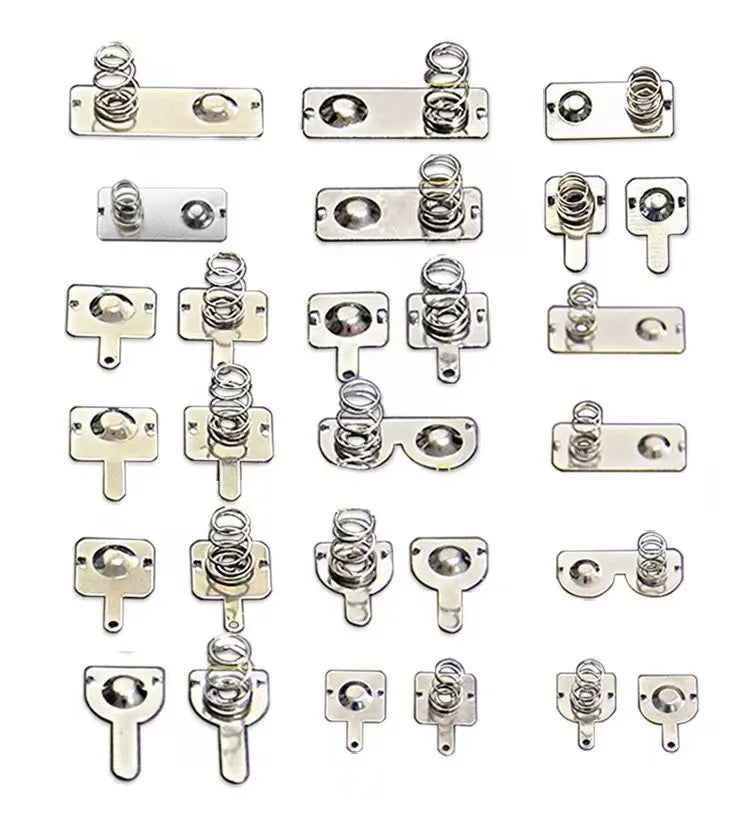 Factory Custom Precision Stainless Steel Sheet Metal Stamping Tin Galvanized Battery Spring Contacts in Coil and Spiral Styles