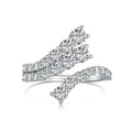 925 Sterling Silver 5A Cubic Zirconia Rings Adjustable Open Cz Stone Paved Stackable Eternity Wedding Band Ring for Women