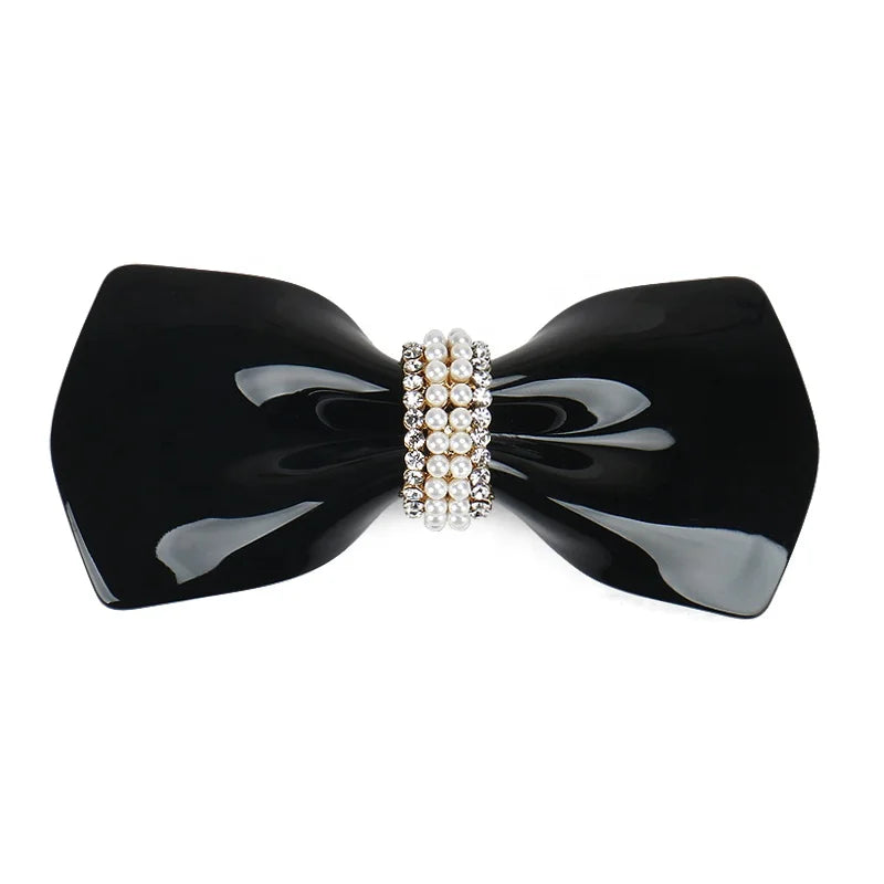 France Acetate Hair Clips with Expensive Czech Rhinestones Hair Barrette Bowknot Pearl Hair Clip for Wome Girls