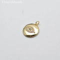 18K Gold Plated CZ Paved Copper Round Triangle Big Eye Pendants Charms for Bracelet Necklace Jewelry Making