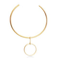 OEM Oversized Stainless Steel Choker Necklace Women Exaggerated Neck Pendant Gold/Silver Wire Suspension Loop Featuring Pearl
