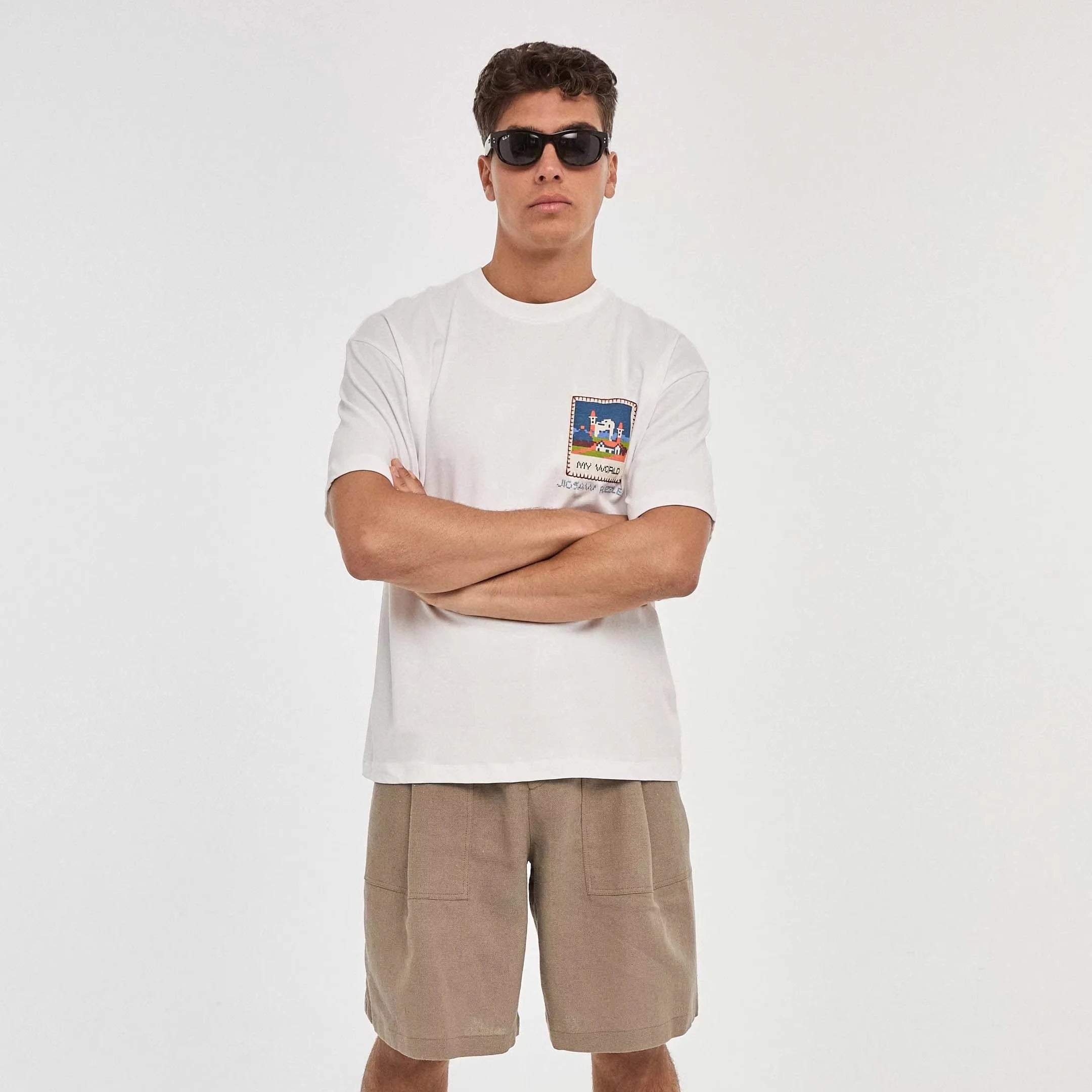 Comfortable Casual Soft Breathable Cotton Jersey Fabric Unisex Regular Fit Short Sleeve with Pattern Puzzle T-Shirt for Men