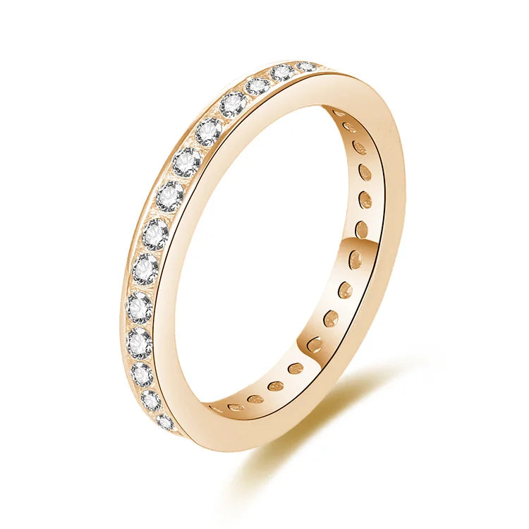 925 Sterling Silver Stackable Half Eternity Ring Micro Pave CZ Band 18K Gold Rhodium Plating Hypoallergenic Weddings Parties