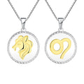 Beautiful Round Zodiac Pendant 925 Silver Necklace and Gold Plated Necklace