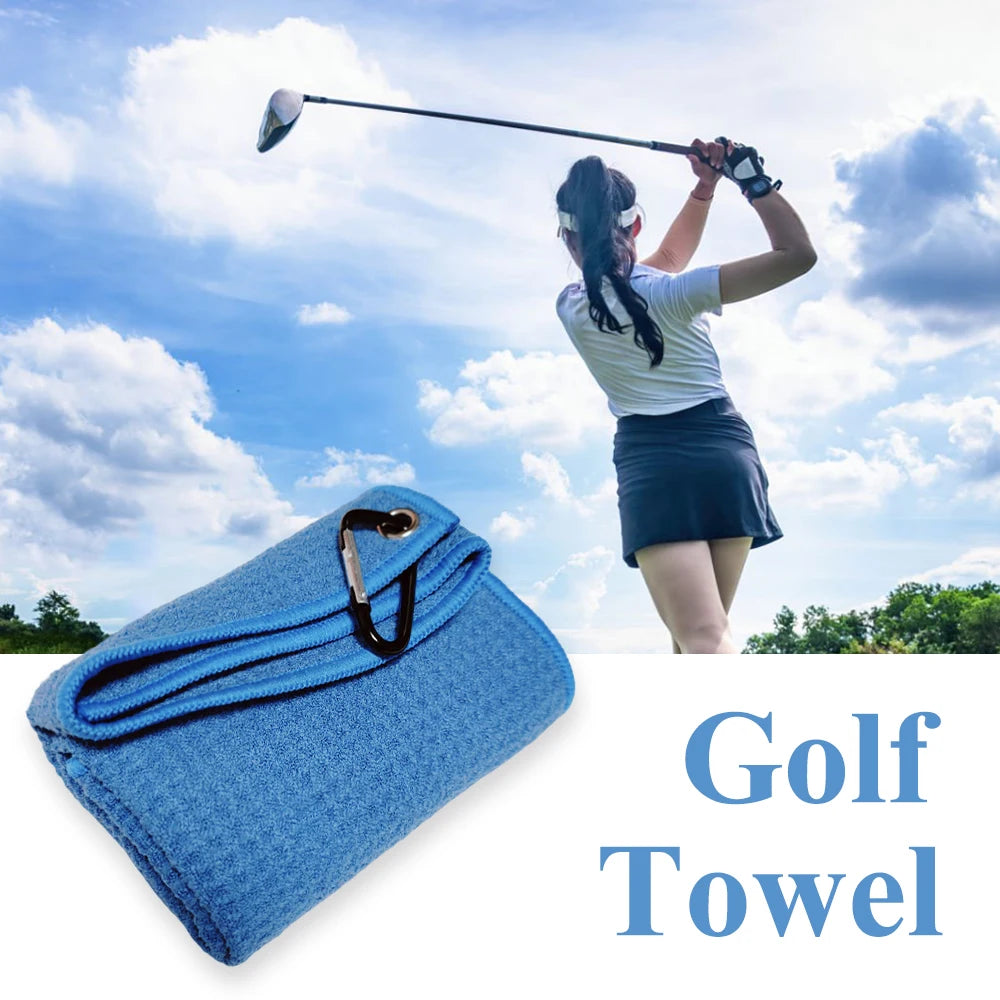 Quick Dry Microfiber Golf Towel with Carabiner Clip Waffle Pattern Hook and Loop Fastener